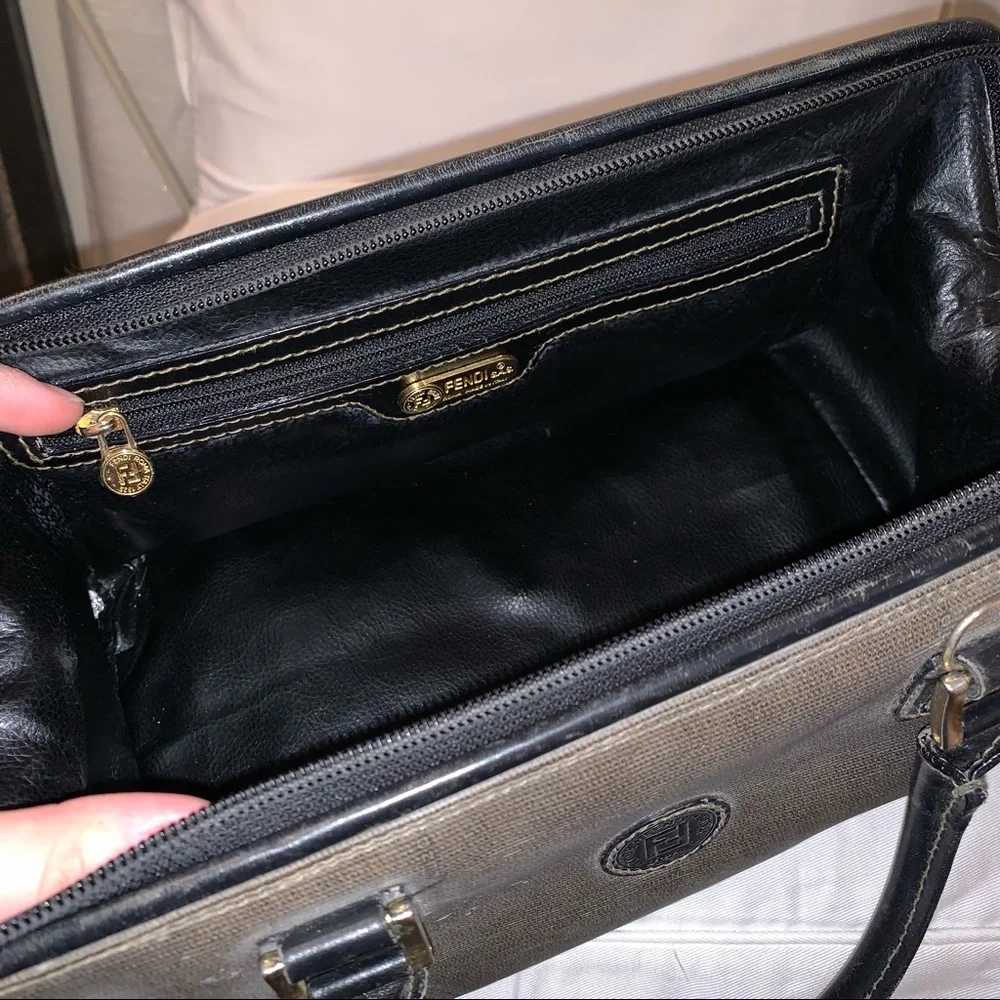 FENDI brown black Boston top handle purse vtg - Picture 8 of 13